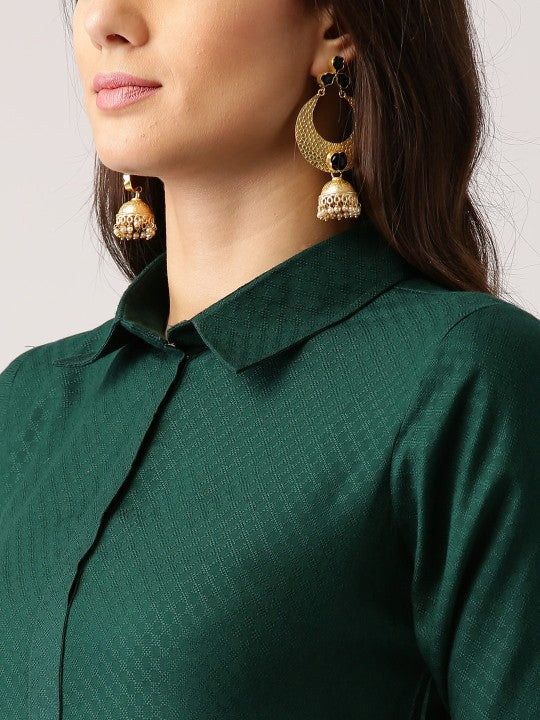 Airy Linen Women Green Kurti