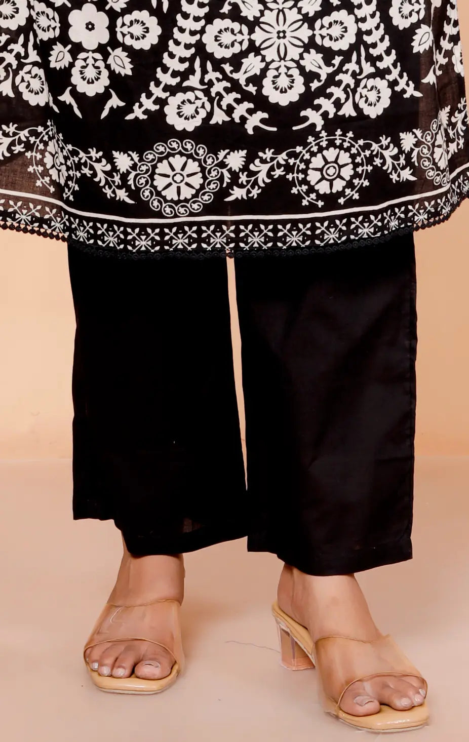 Wine Pure Cotton Kurti Bottom and Dupatta Set