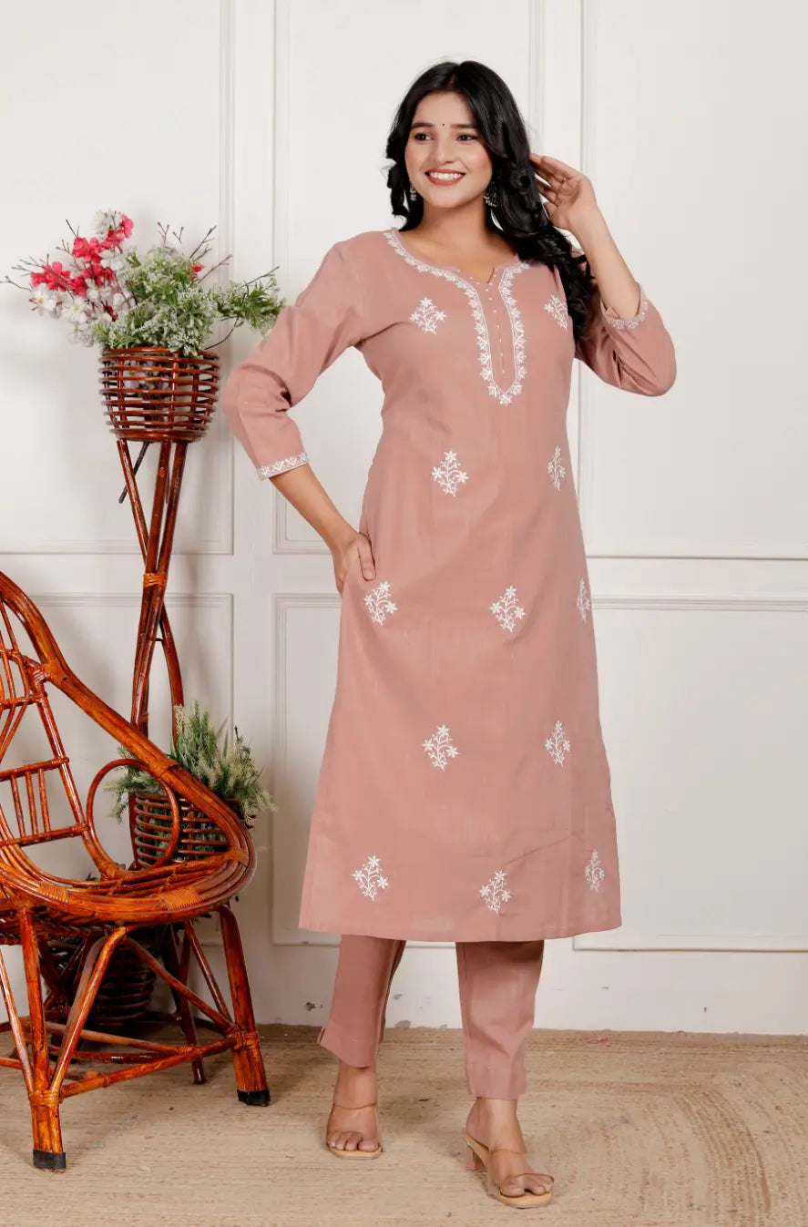 Rose Pure Cotton Kurti Bottom and Dupatta Set