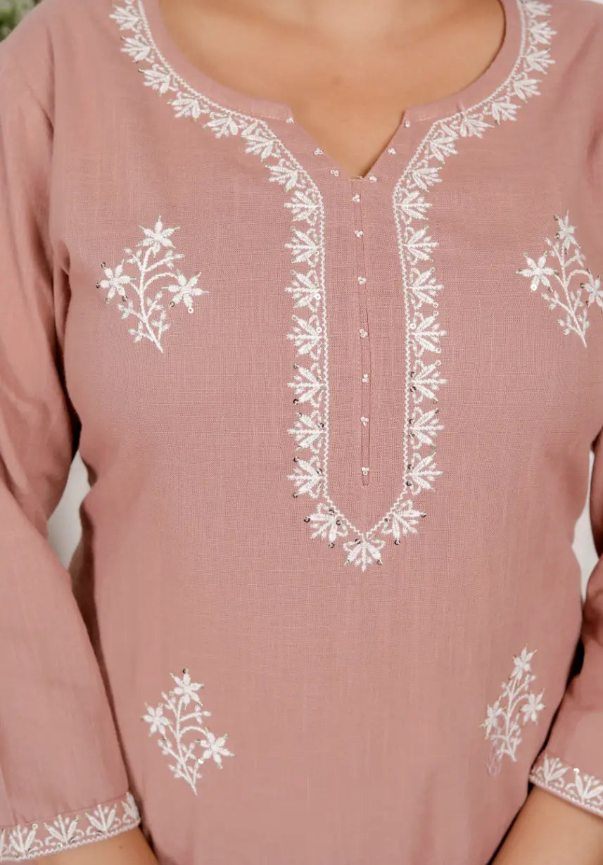 Rose Pure Cotton Kurti Bottom and Dupatta Set