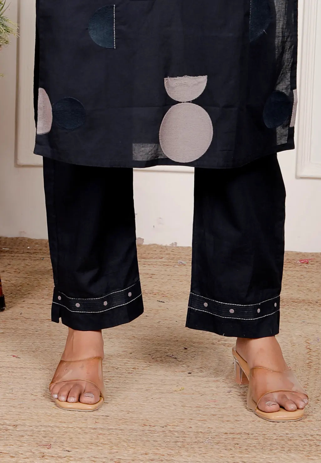 Dark Blue Pure Cotton Kurti and Bottom Set