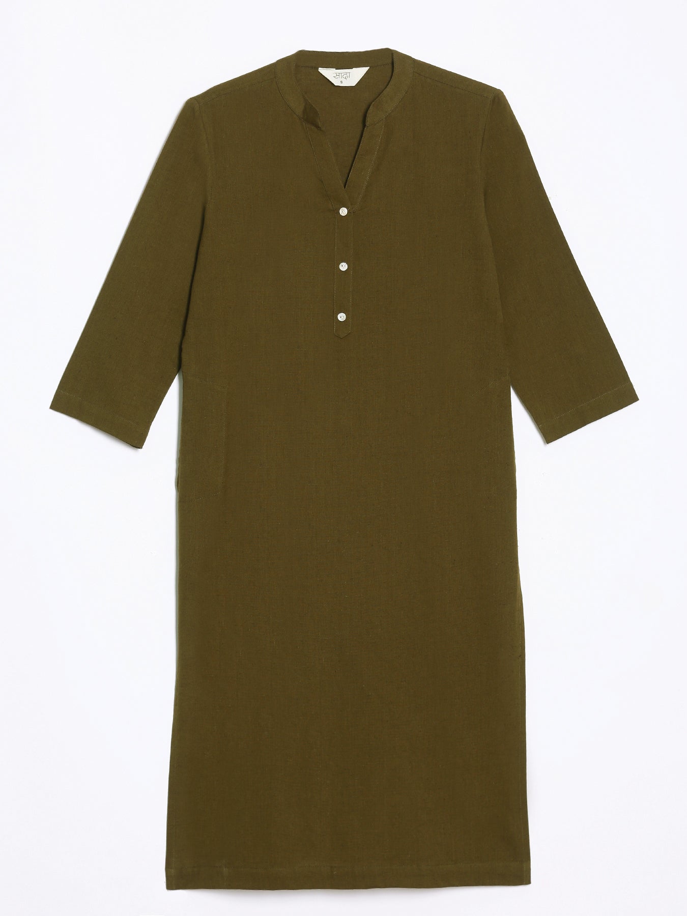 Olive Green Airy Linen Long Kurta