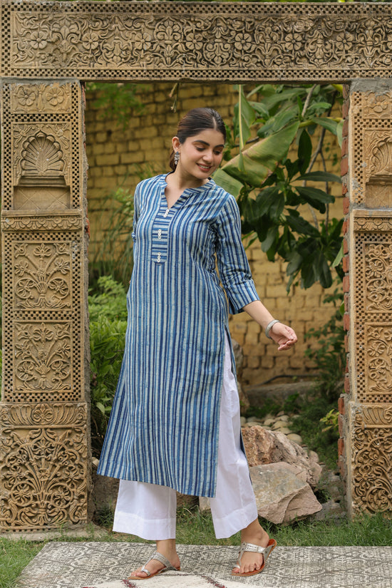 Naavya indigo handblock kurta-collection handvlock kurta