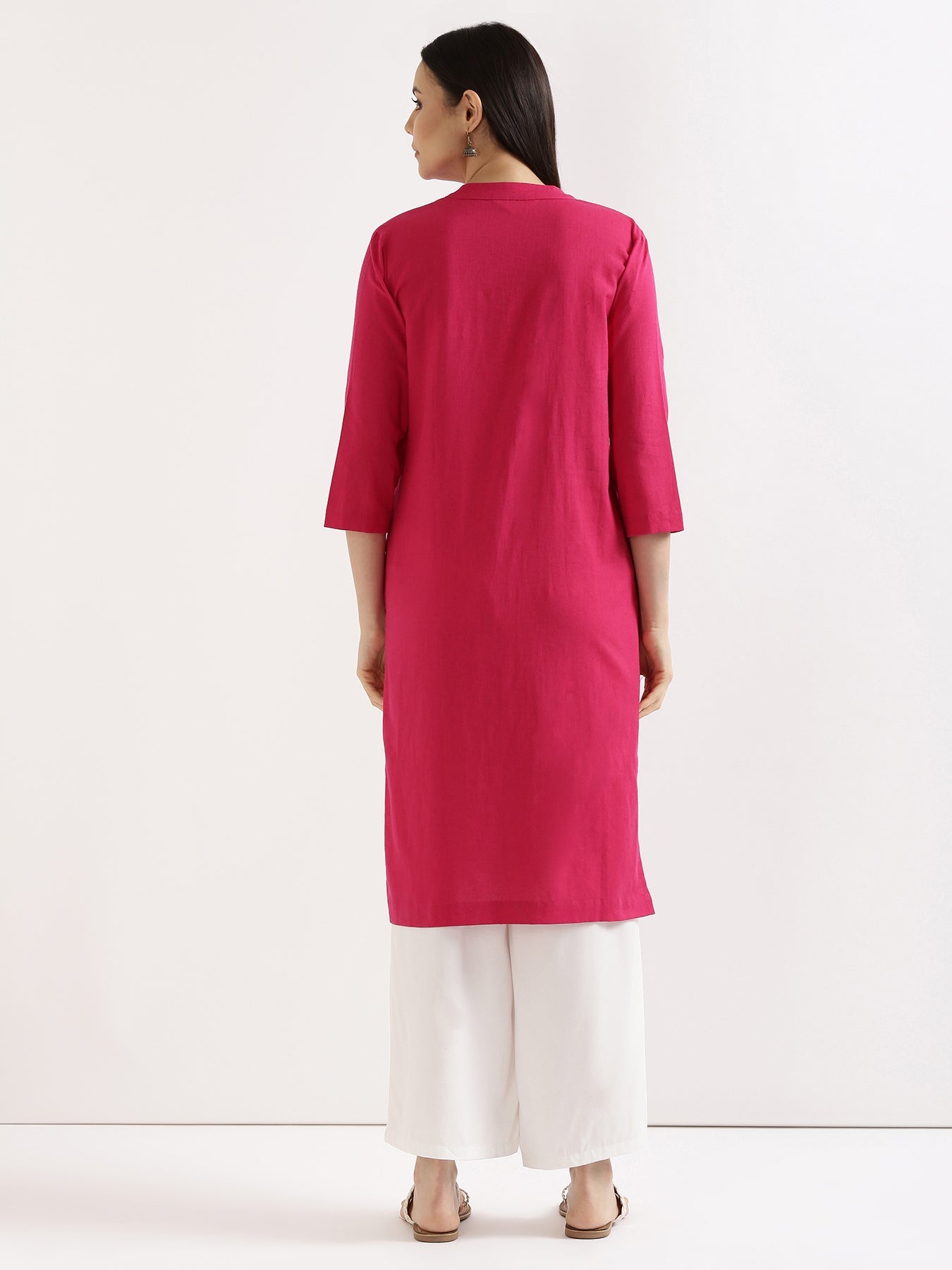 Pink Airy Linen Long Kurta