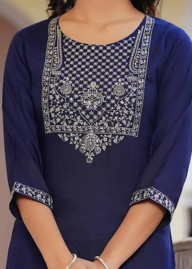 Navy blue kurti with palazzo