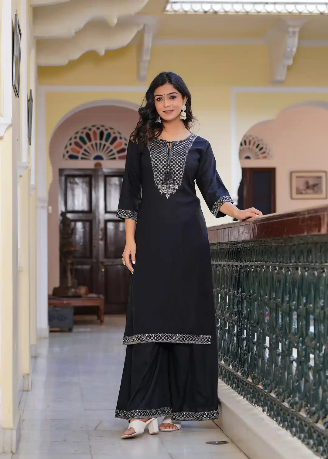 Black kurti with palazzo