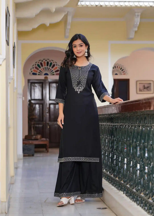 Black kurti with palazzo