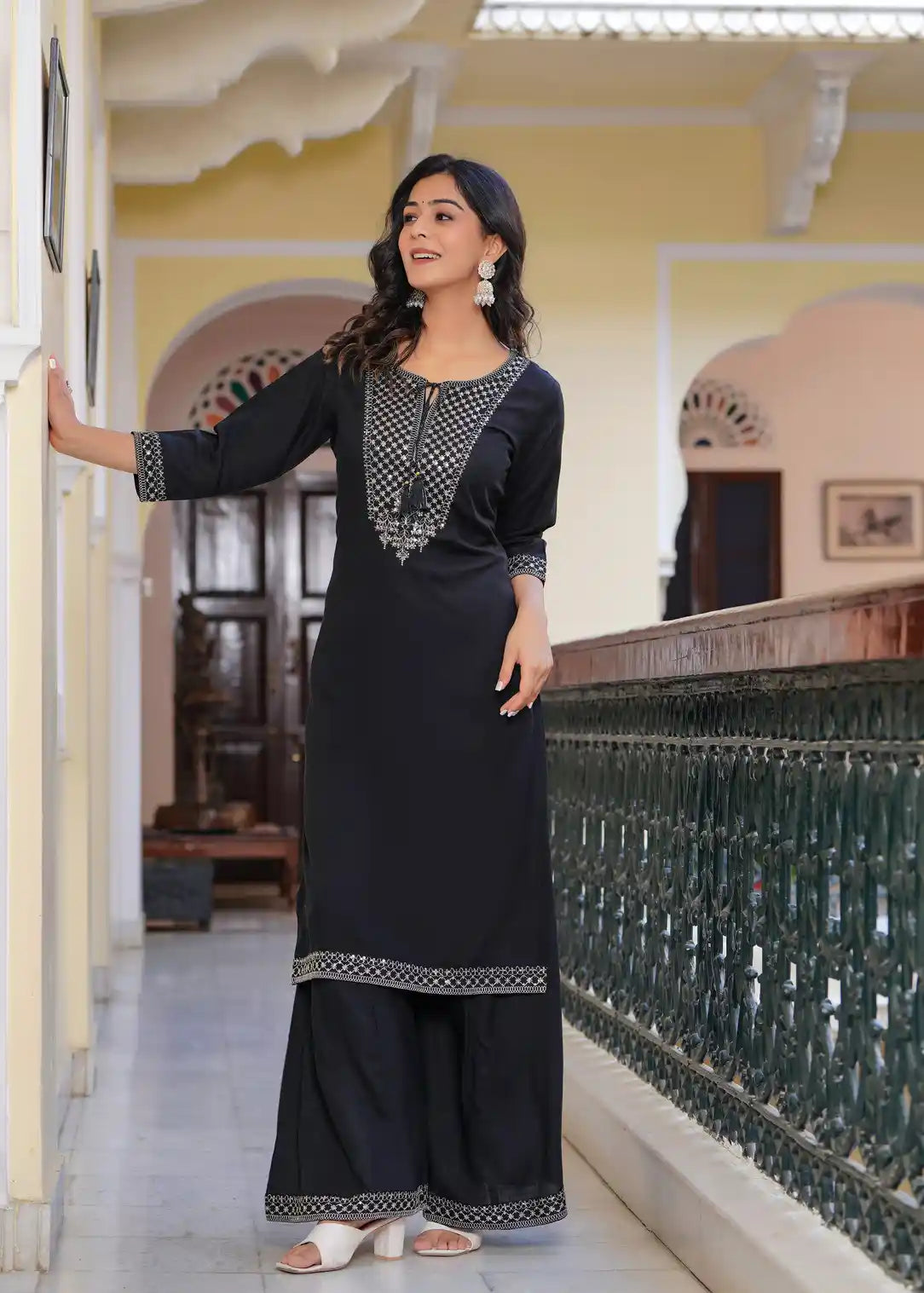 Black kurti with palazzo