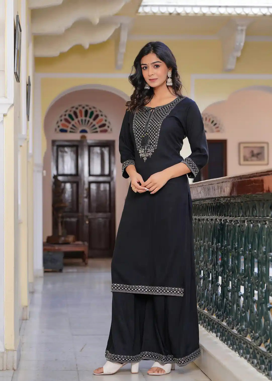 Black kurti with palazzo