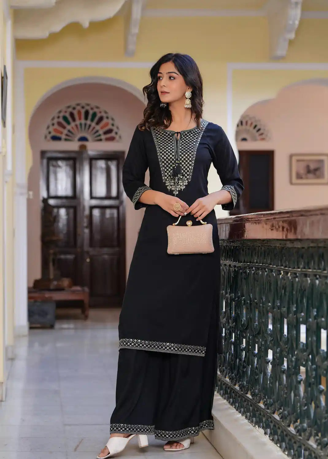 Black kurti with palazzo