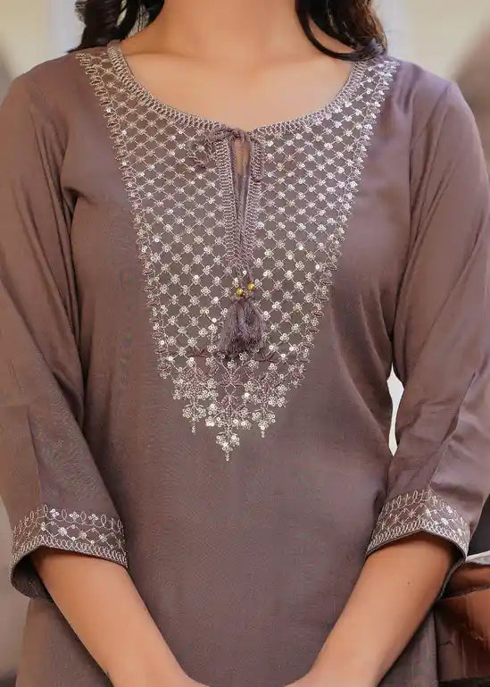 Brown kurti with palazzo