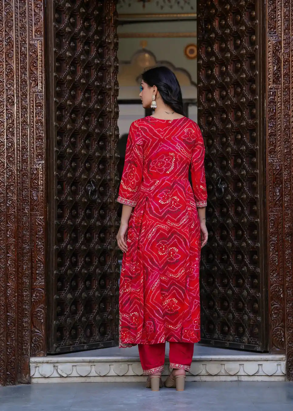 Red kurti with pant and dupatta