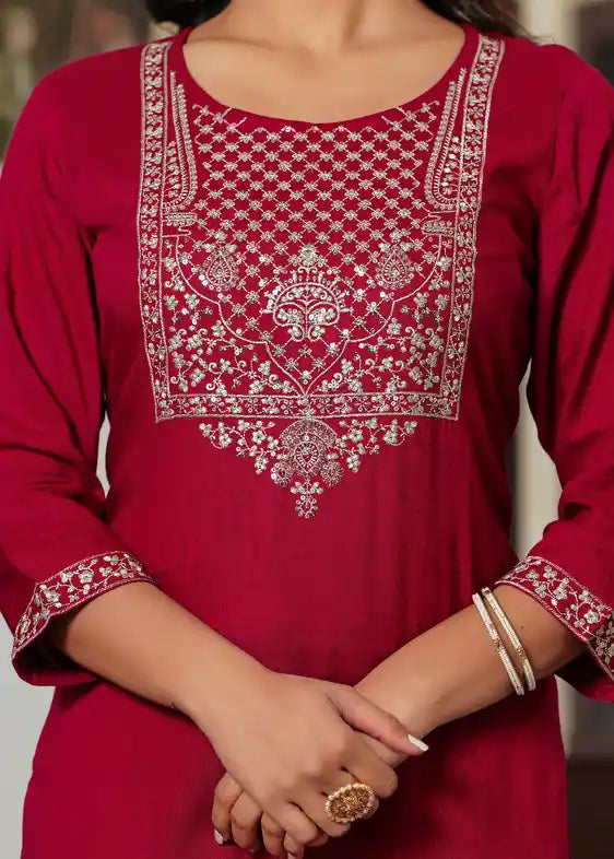 Maroon kurti with palazzo