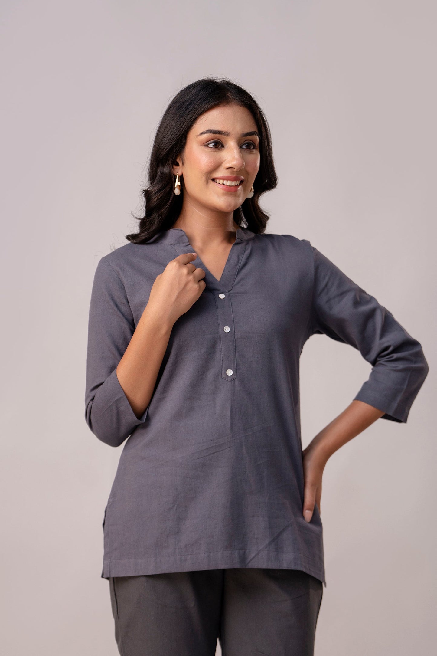 Slate Grey Short Kurti