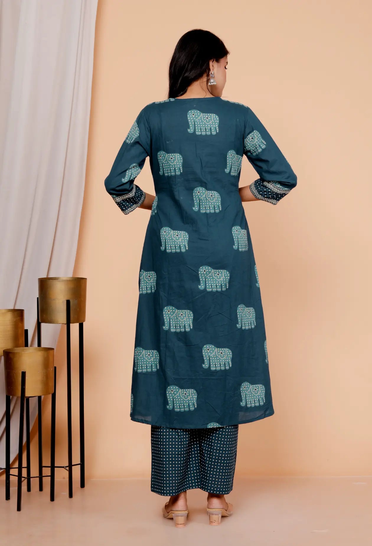 Blue Pure Cotton Kurti Bottom and Dupatta Set