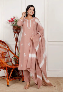 Rose Pure Cotton Kurti Bottom and Dupatta Set
