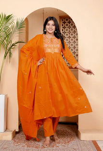 Rust Kurti Bottom and Dupatta Set