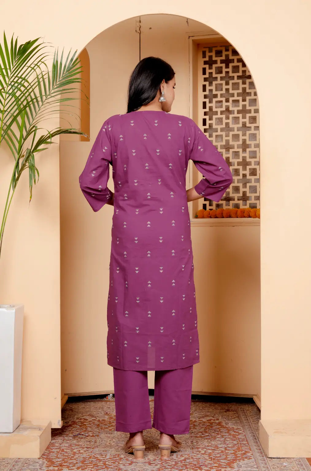 Dark Mauve Kurti Bottom and Dupatta Set