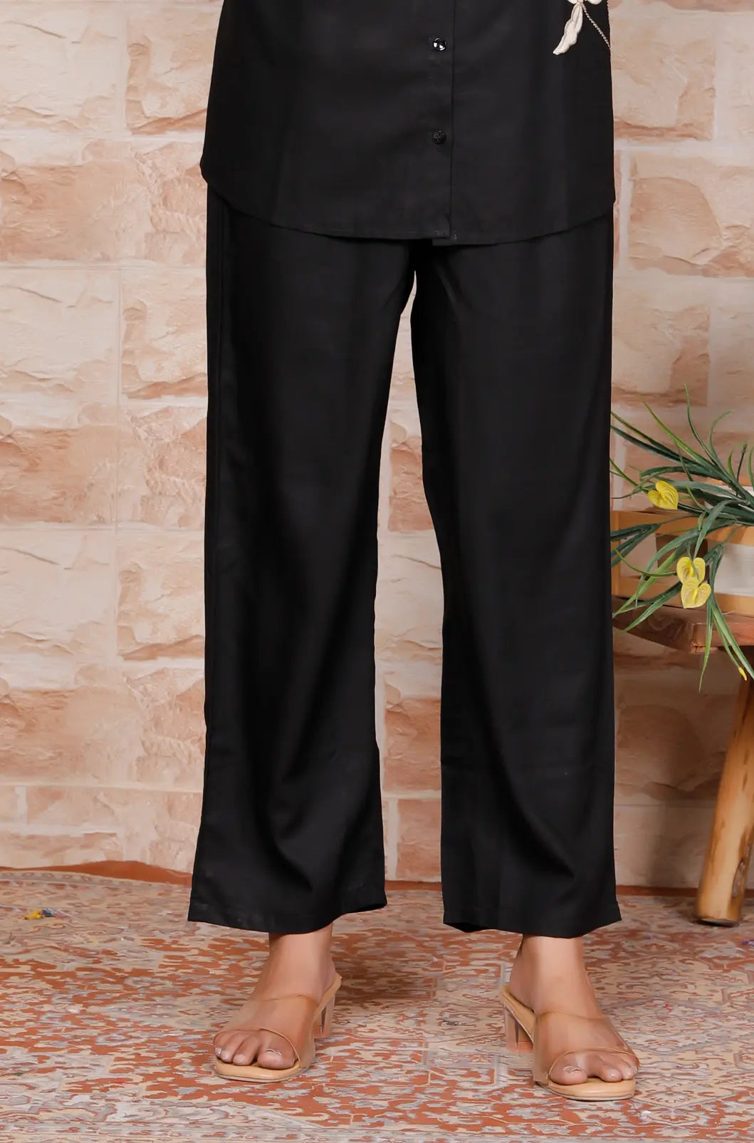 Black Pure Cotton Kurti and Bottom Set