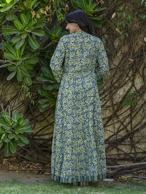 Green printed kurti with dupatta