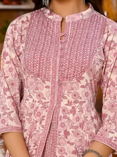 Pink cotton kurti with dupatta