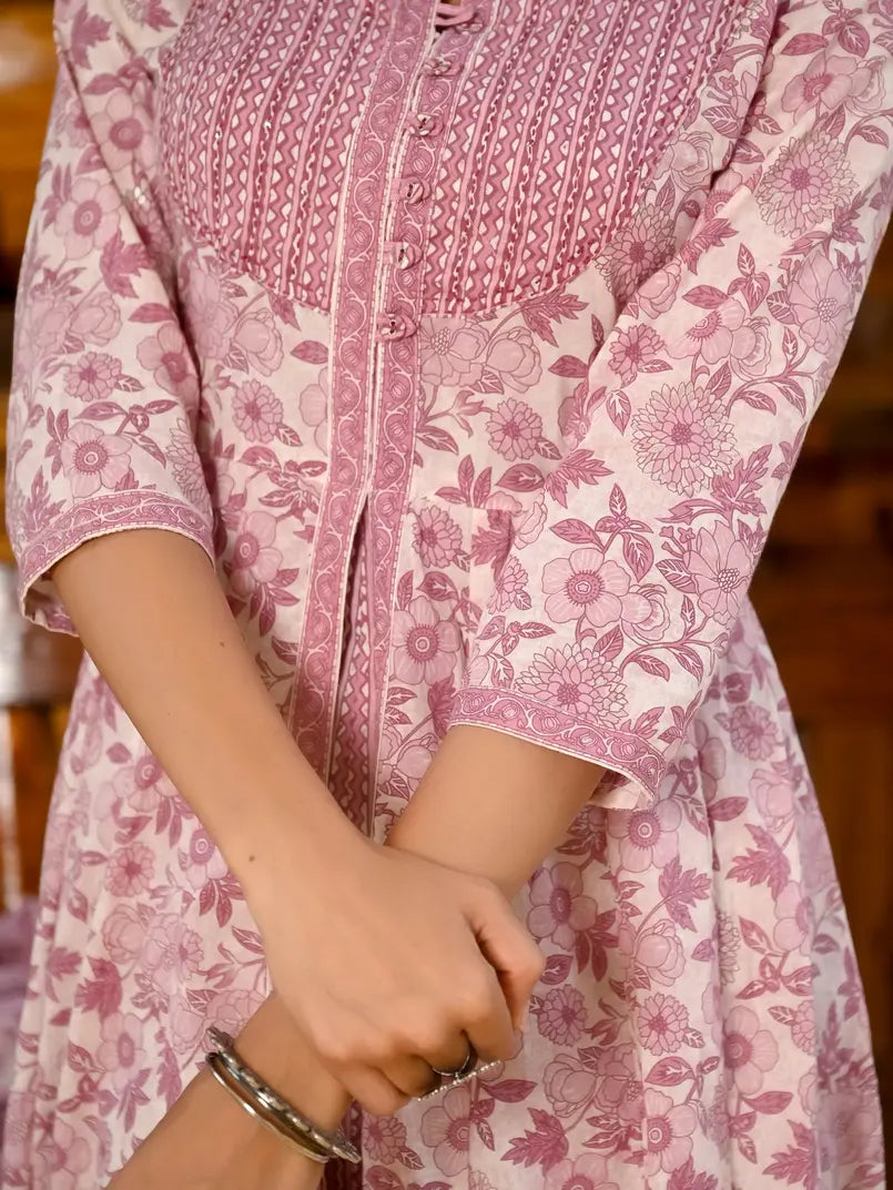 Pink cotton kurti with dupatta