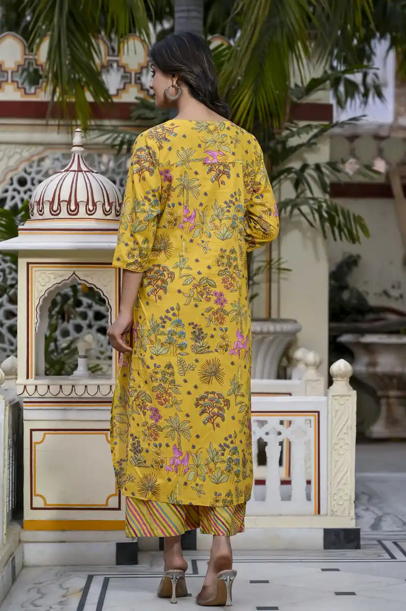 Yellow Kurti, Pant and Duppata set