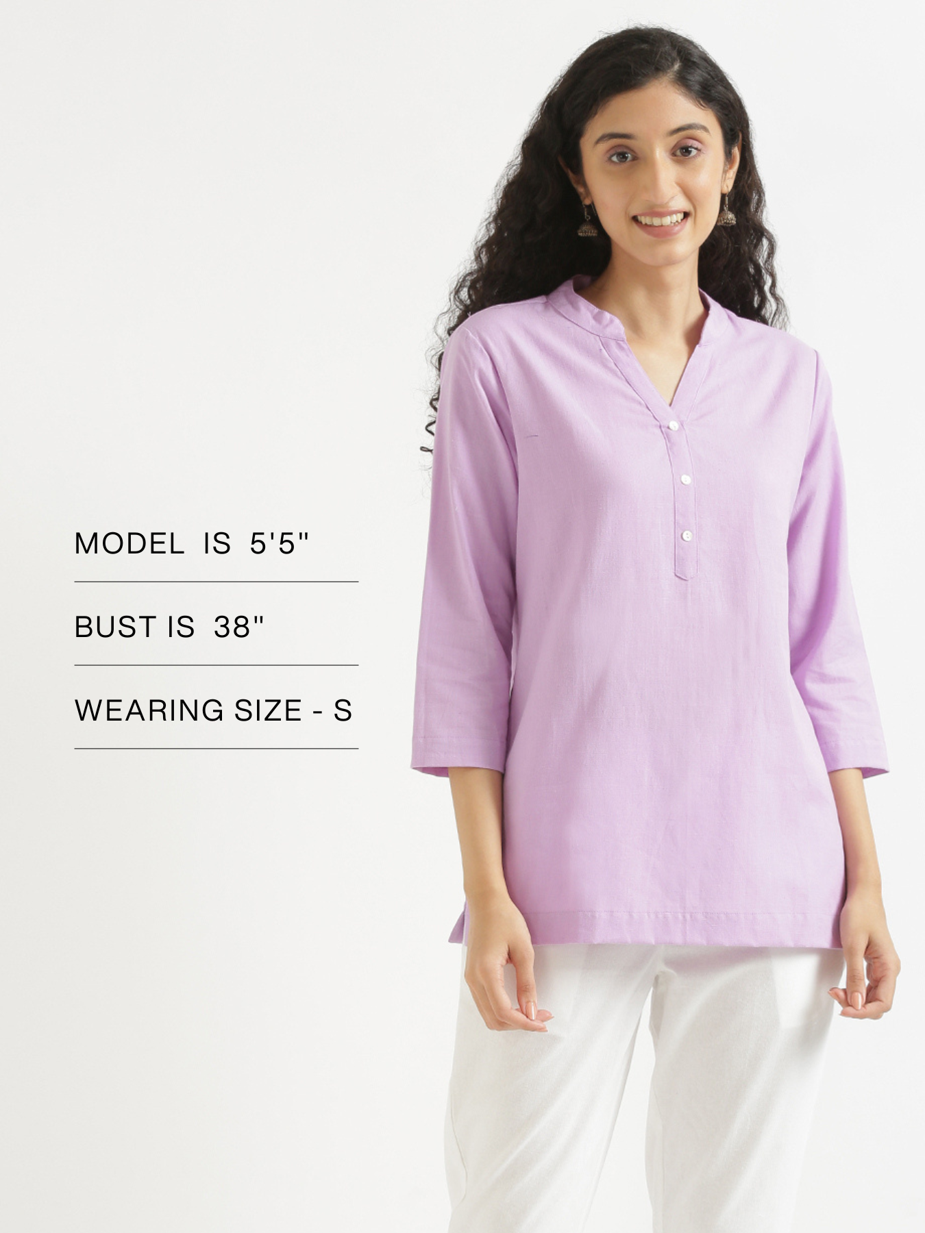 Lilac Airy Linen Short Kurta