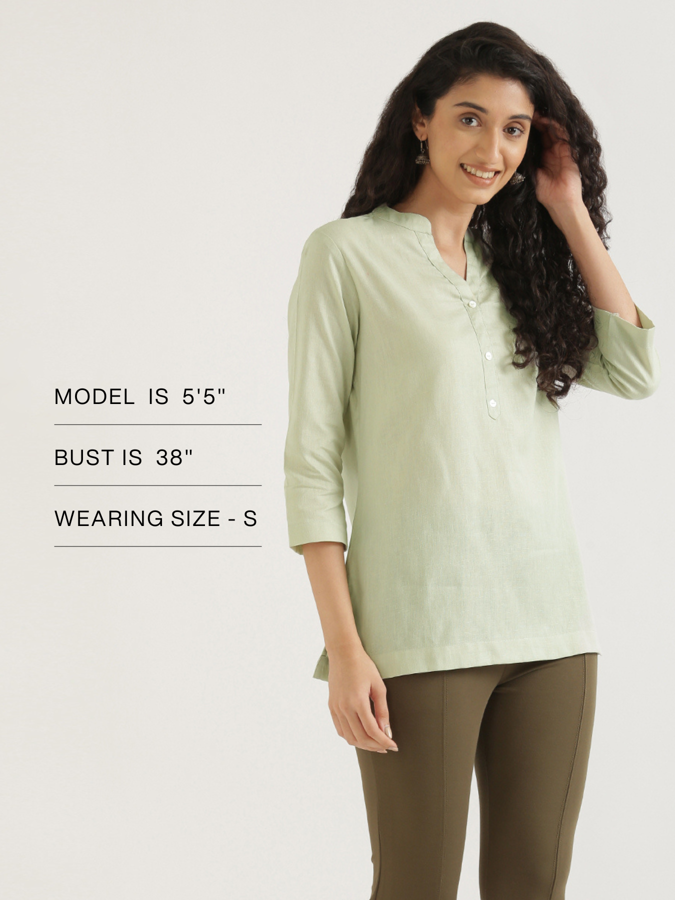 Mint Green Airy Linen Short Kurta