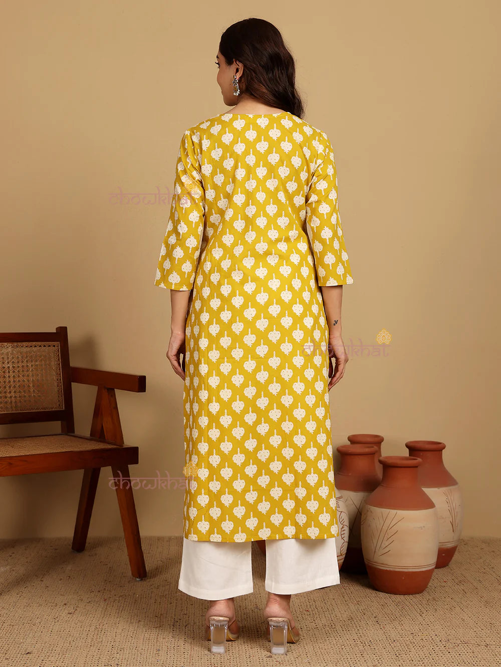 Ira hand printed cotton kurti with handwork