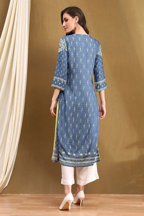 Indigo straight rayon kurti